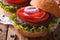 Vegetarian black bean burgers macro. Horizontal