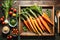Vegetarian Bounty: Vibrant Carrots, Ripe Tomatoes, and Fresh Leafy Greens in Organic Harmony