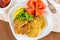 Vegetarian burgers with sauce and vegetable, selective focus