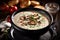 Vegetarian cream soup with mushrooms and spicy herbs, AI Generated