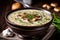 Vegetarian cream soup with mushrooms and spicy herbs, AI Generated