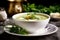 Vegetarian cream soup with spicy herbs, AI Generated