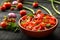 Vegetarian dish -healthy tomato salad salsa