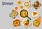 Vegetarian dishes icon for healthy lunch design