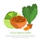 Vegetarian Food, Colorful Vector Illustration
