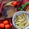 Vegetarian food ingredients, banana flower vegan fish cook with soy sauce