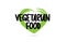 vegetarian food text word with green love heart shape icon