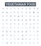 Vegetarian food vector line icons set. Vegetables, Beans, Lentils, Tofu, Quinoa, Tempeh, Legumes illustration outline