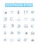 Vegetarian food vector line icons set. Vegetables, Beans, Lentils, Tofu, Quinoa, Tempeh, Legumes illustration outline