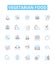 Vegetarian food vector line icons set. Vegetables, Beans, Lentils, Tofu, Quinoa, Tempeh, Legumes illustration outline