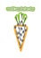 Vegetarian food. Vegan product label. World vegetarian day. Carrots and forks, a healthy food concept. Vector