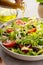 Vegetarian greek salad with vinaigrette dressing