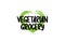 vegetarian grocery text word with green love heart shape icon