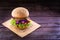 Vegetarian hamburger, roasted and ready for consumption. Healthy and vegetarian life concept. meatless snack based on soy and