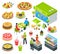 Vegetarian Healthy Cafe Isometric Set