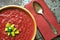 Vegetarian , healthy food with organic beet and carrot soup