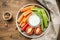 Vegetarian healthy snacks, vegetable snack: carrots, celery, tom