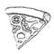 Vegetarian Italian Slice Pizza Monochrome Vector