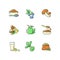 Vegetarian meals RGB color icons set