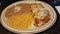 Vegetarian Mexican food with rice and enchilada