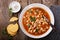 Vegetarian minestrone soup with pasta and beans