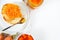 Vegetarian organic sweet carrot jam or marmalade toast topping for breakfast