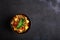 Vegetarian paneer biryani at black background