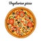 Vegetarian pizza with mushrooms, tomatoes, peppers