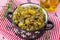 Vegetarian pumpkin lentil curry stew with rosemary
