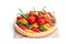 Vegetarian quiche with colored pepper and cherry tomatoes isola