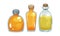 Vegetarian Rapeseed Oil Poured in Glass Bottles Vector Set