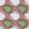 Vegetarian seamless pattern with green and grey contoured abstract plum elements. Pale tones ornament