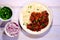 Vegetarian Soya Mince Chilli Con Carne and Rice