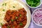 Vegetarian Soya Mince Chilli Con Carne and Rice