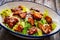 Vegetarian style caesar salad on wooden background