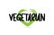 vegetarian text word with green love heart shape icon