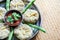 Vegetarian Tibetan momo with beans