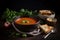 Vegetarian tomato basil soup bowl. Generate ai