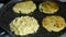 Vegetarian vegetable fritters on cooking pan