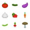 Vegetarian vegetables icons set, cartoon style