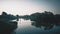 Vegetation is reflected in calm water