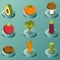 Vegetebles color isometric icons