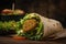 veggie burger, wrapped in lettuce with hummus and falafel sandwich at health-conscious fast food restaurant