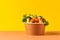 Veggie Delight Bowl tasty fast food street food for take away on yellow background