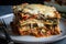 veggie lasagna, layered with zucchini noodles, cheese and sauce