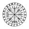 Vegvisir, the Magic Navigation Compass of ancient Icelandic Vikings with scandinavian runes