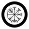 Vegvisir runic compass galdrastav Navigation compass symbol icon black color vector in circle round illustration flat style image