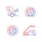 Vehicle damage in car accident cases gradient linear vector icons set