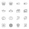 Vehicle dashboard symbols line icons set