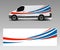 Vehicle decal wrap design cargo van vector. Graphic abstract wave background designs for advertisement company branding